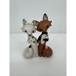 Fox Wedding Cake Topper By Poupette Bonjour Handmade Figurine Bride & Groom